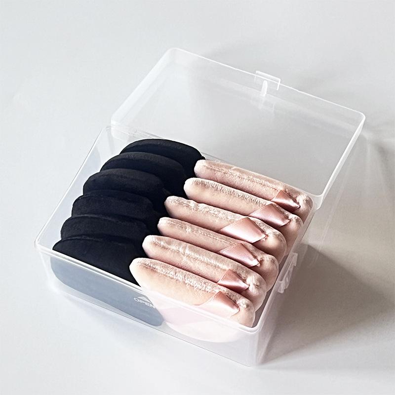 Velký trojúhelníkový sametový pudrový aplikátor na make-up - Super měkký, houbička na sypký pudr, V balení vějířovitá houbička