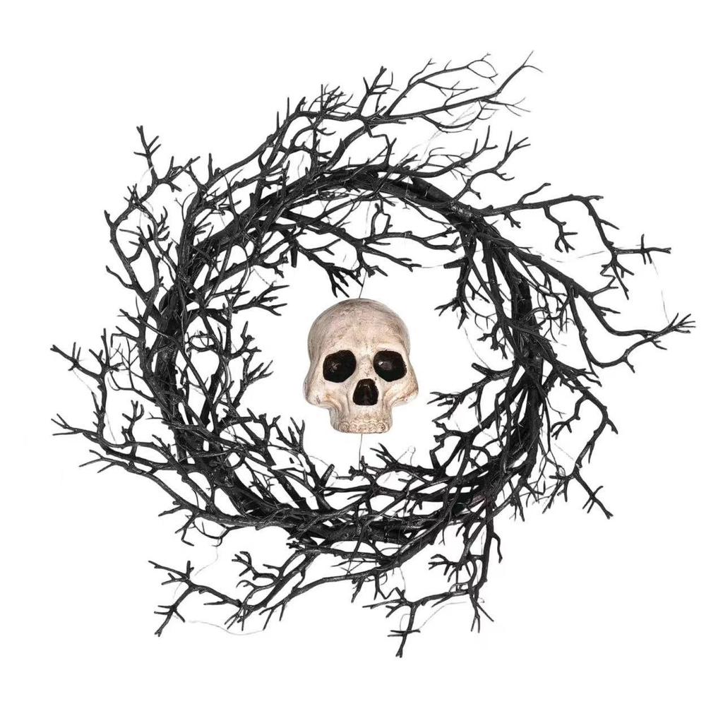 Halloween Indoor Décor: Black Withered Branches Wreath