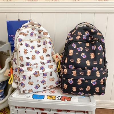Cartoon Print Japanese Backpack Women 2024 New Junior High School Students College Schoolbag Cute Girl