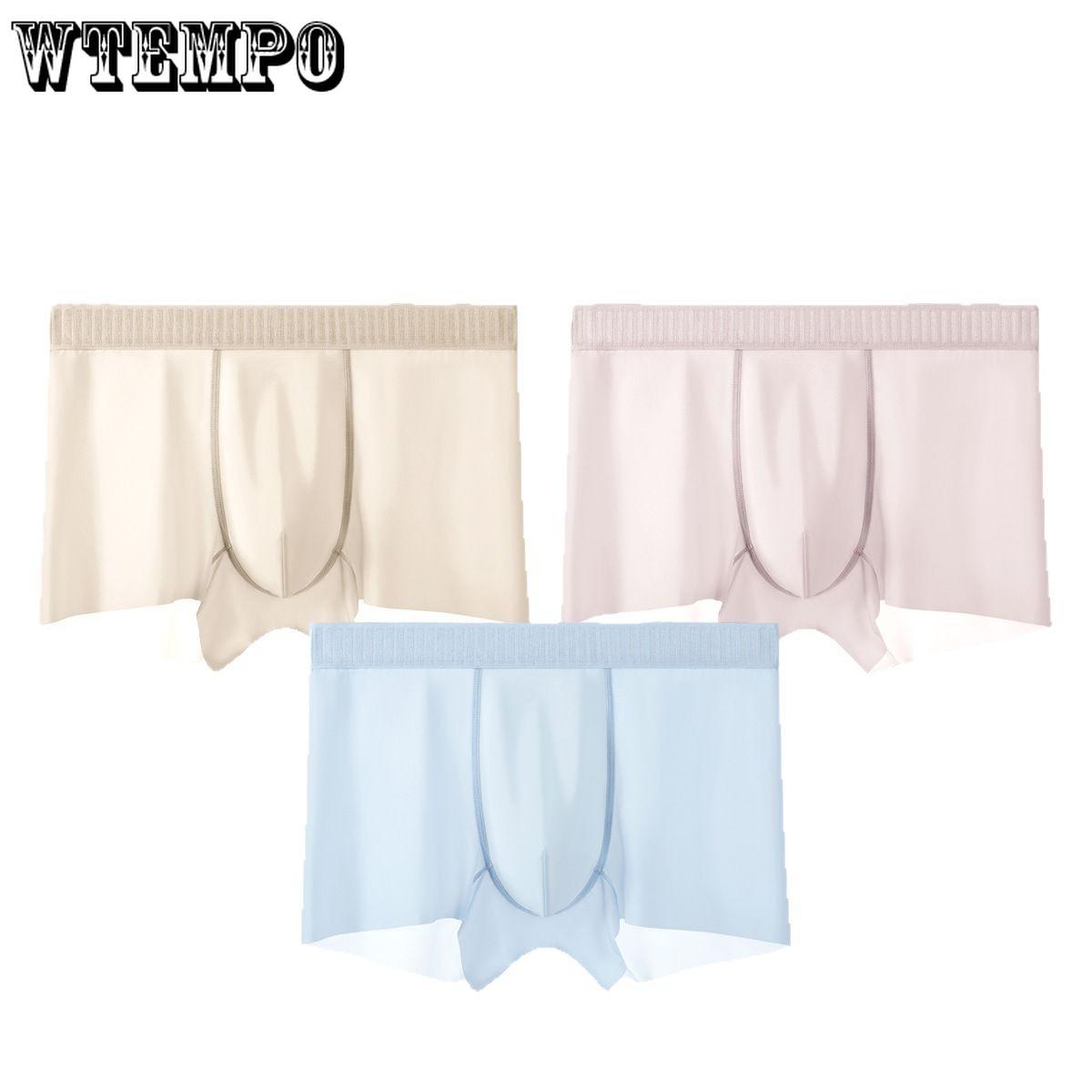 

Summer Transparent Thin Ice Silk Men s Underwear Plus Size Four Corner Pants Antibacterial Inner Crotch Flat Corner Pants 4XL світло-синій колір