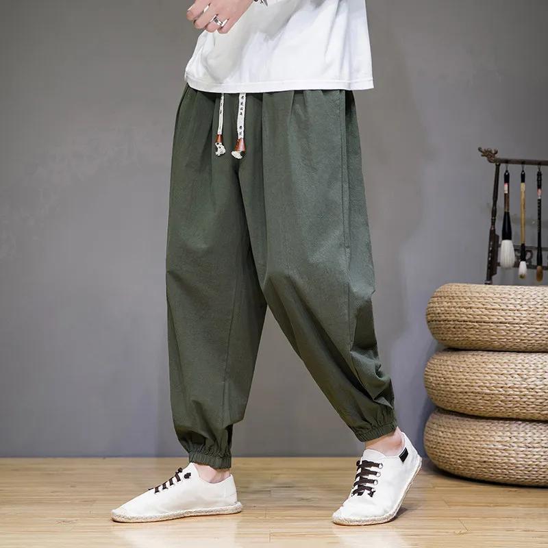 Men Casual Harajuku Pants Men Loose Long Trousers Male Retro Trendy Chinese Style Pants Spring Autumn Men Cotton Comfortable Pants