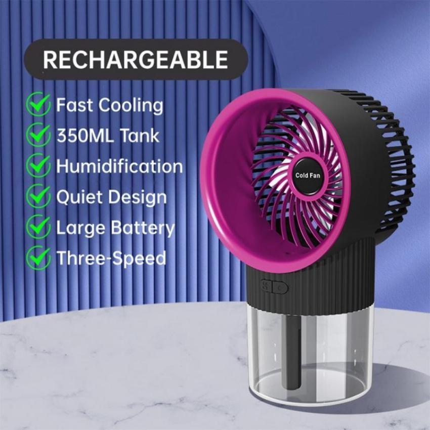 Neuer befeuchtender Ventilator USB-Aufladung Leiser Sprühventilator Zwei in Eins Leistungsstarker Elektrolüfter Energiesparend für Zuhause Schlafsaal