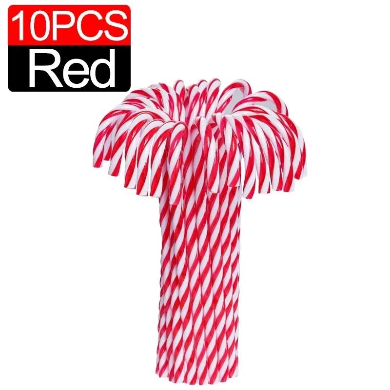 100/10Pcs Christmas Candy Cane Ornament Plastic Christmas Tree Hanging Decoration Twisted Crutch Candy Canes Indoor Party Favor