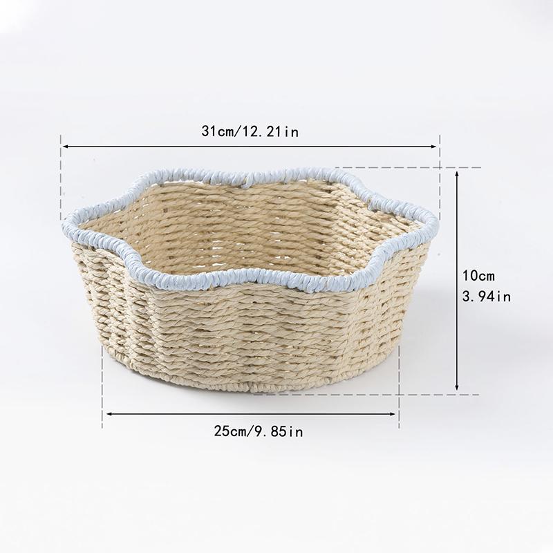 1PC Bin Foldable Rattan Style Bohemian Style Desktop Multipurpose Handwoven Eco-Friendly Paper Rope Minimalist 31x31x10cm