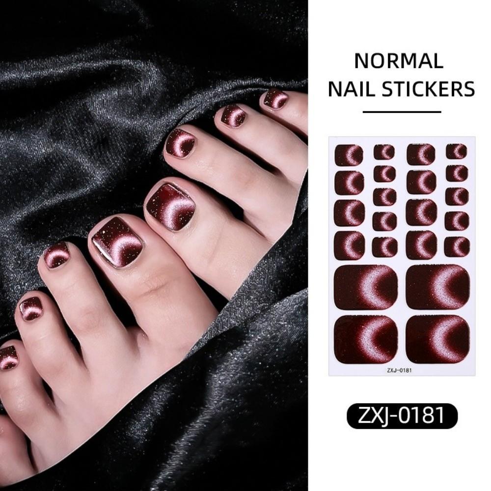 6Sheets Shimmering Glitter Foot Nail Stickers Gradient Pattern DIY Nail Art Supplies Vacation