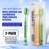 Extra-Long Brush Head Antibacterial Soft Bristle Toothbrush With Non-Slip Handle And Suction Cup Base Upright Design