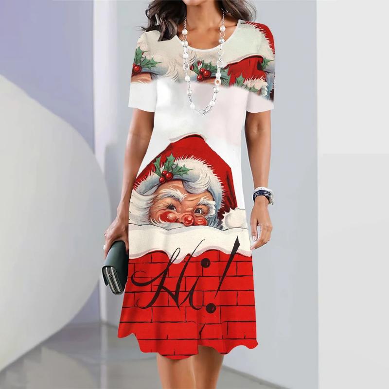 Christmas Snowflake Women's Fun Christmas Digital 3D Printed Dress Sexy Fashion Casual Party