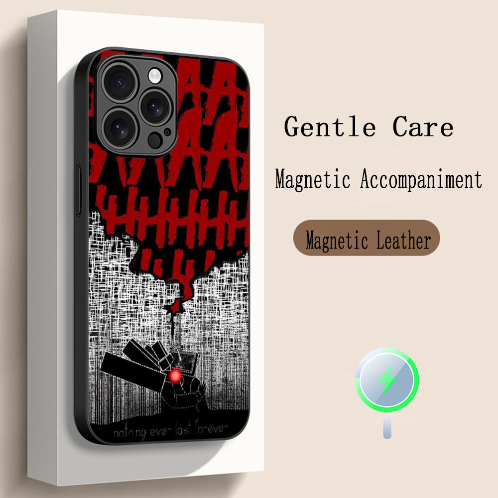 Anime Skibidi TV hot poster pattern Phone Case For iPhone 17 16 15 14 13 12 Plus Pro Max High-end Luxury Magsafe Sheepskin
