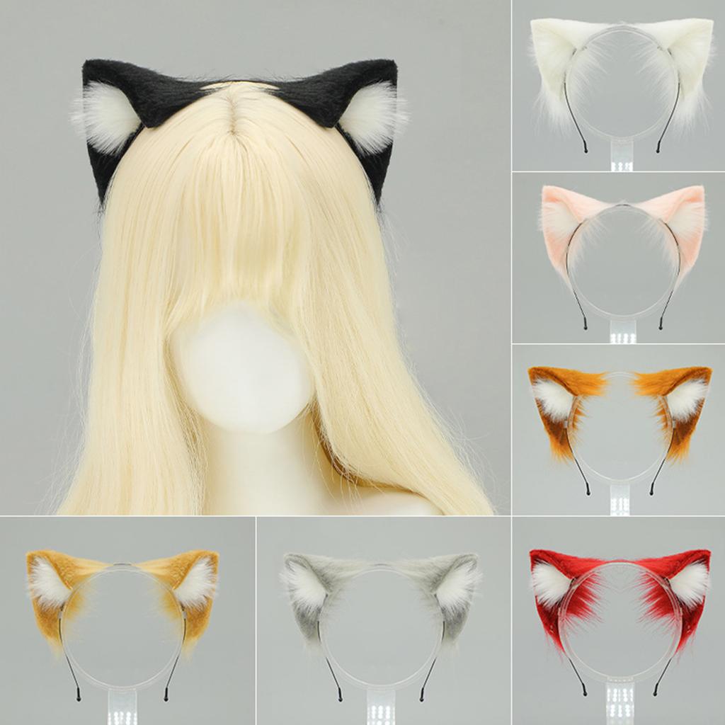 Adjustable Soft Plush Cats Ear Hairband Bendable Anime Ear Hairhoop For Roleplay Event Halloween Carnivals Celebration