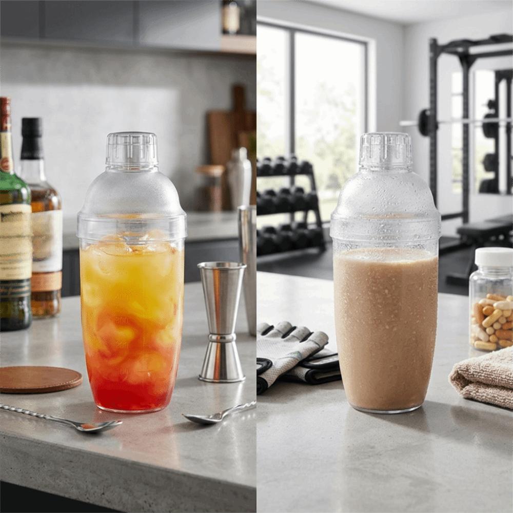 Three-piece Structure Cocktail Shaker Plastic Bar Cup Saving Space Shaking Vessel Household