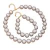 Modern Acrylic Bead Jewelry Set Silver Beaded Necklace and Wristlet Stylish Accessories for Fashion Forward Individuals