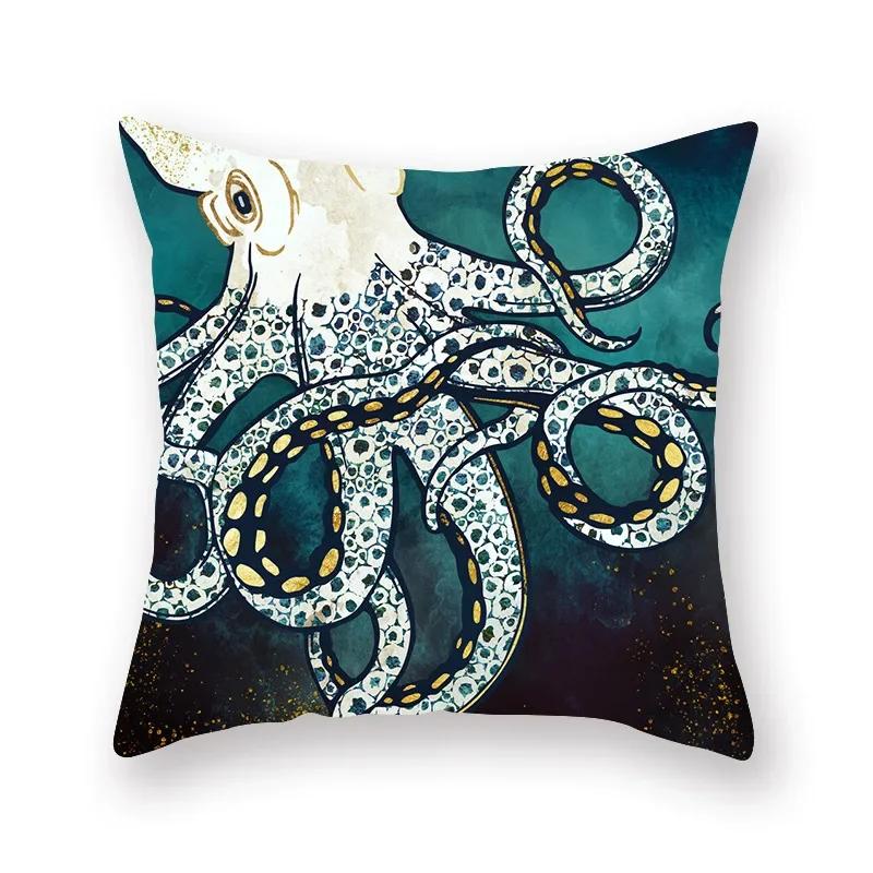 45x45cm Abstract Art Geometric Mountain Sunset Octopus Creative Pillow Cover Sofa Office Seat Cushion  Home Decoration