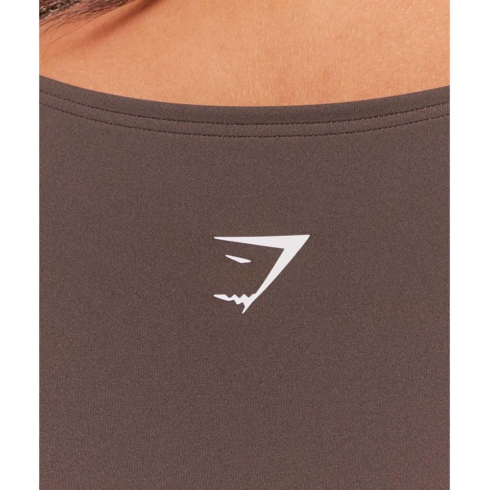 Gymshark Twist Front Long Sleeve Crop Top Walnut Brown B5b4s Nccz