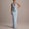 New Elegant Satin Mermaid Bodycon Backless Sexy Evening Prom Dress for Women, Cross-Border Cocktail Party Gown