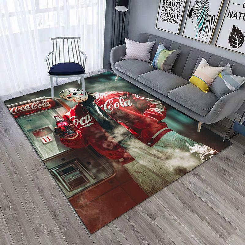 Christmas gift Halloween themed cola beverage Coca Cola carpet is suitable for living room and bedroom doormats office balcony decorative carpet V25