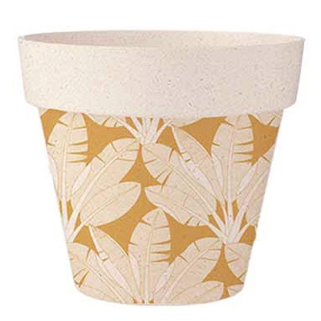 Les Trésors De Lily [A1705] - Cache-pot bambou 'Tropical' orange beige -  14x12 cm