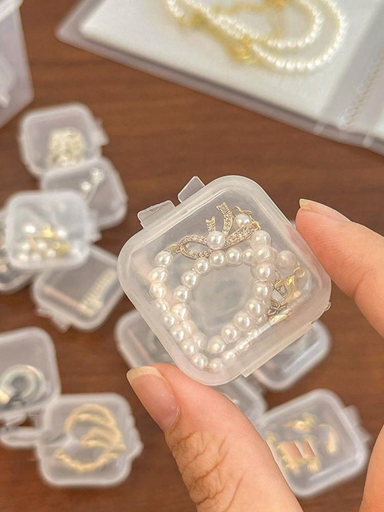 10/20/50PCS Empty Plastic Clear Mini Empty Square Small Boxes Jewelry Ear Plugs Container Nail Art Decor Diamond Storage Case
