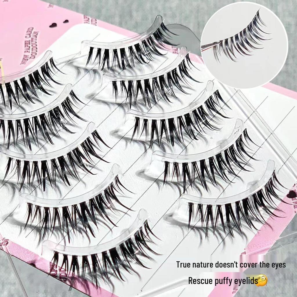 Sweet Comic Style Wet-Look Eyelash Clusters - W-Shaped Lengthening & Curling Effect