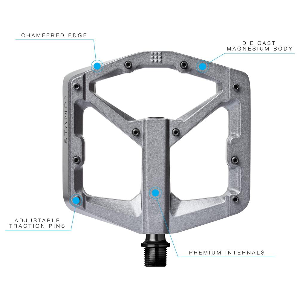 CRANK BROTHERS Stamp 3 MTB Flat Magnesium Gray Pedals, Body, Large,