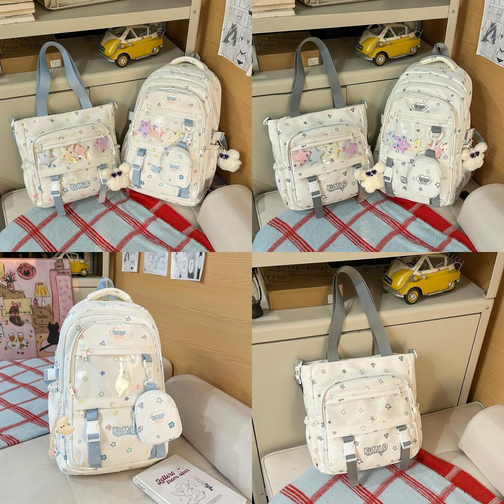 Mädchen Candy Farbe Kontrast Große Kapazität Nylon Rucksack Mit Wasserabweisenden Eigenschaften Für Die Schule