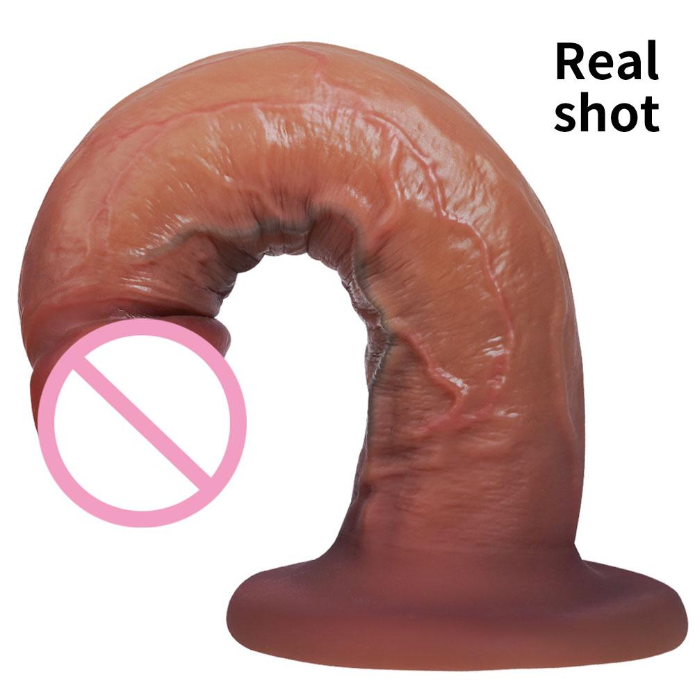 Soft Double-layer Silicone Huge Suction Cup Penis Realistic Dildo Lesbian Toy Fake Dick Big Anal Dildos Adult Sex Toys for Woman