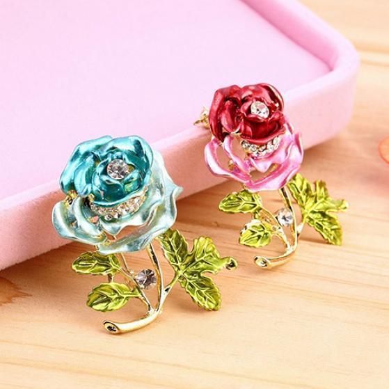 Fashion Womens Rhinestone Rose Flower Brooch Pin Wedding Party Jewelry Gifts