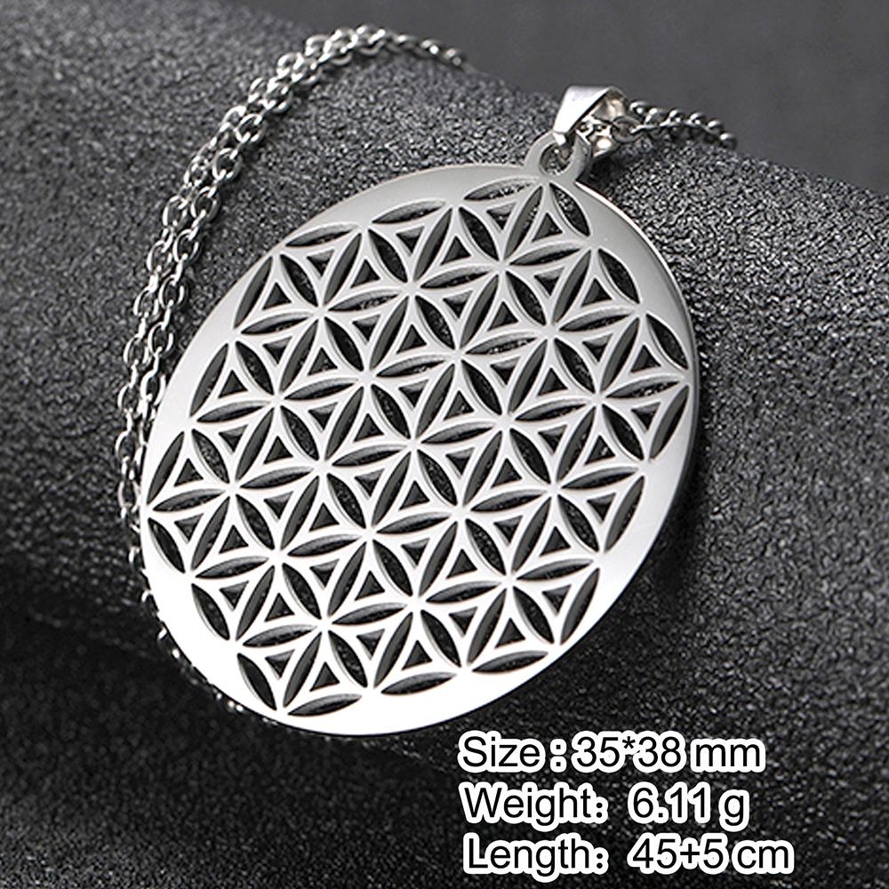 Dawapara Čakra Květ života Náhrdelník Posvátná geometrie Mandala Přívěsek Amulet štěstí Šperky z nerezové oceli Novoroční dárek