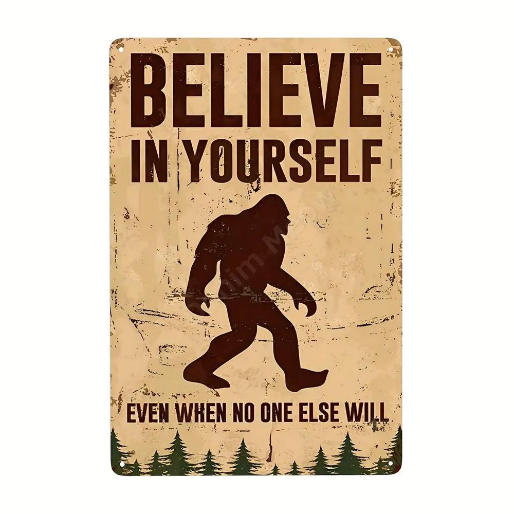 Gorilla Retro Warnschild Bigfoot Lustiges Poster Dekoschild für Zuhause Zimmer Schlafzimmer Toilette Café Bar Außenwanddeko Geschenk