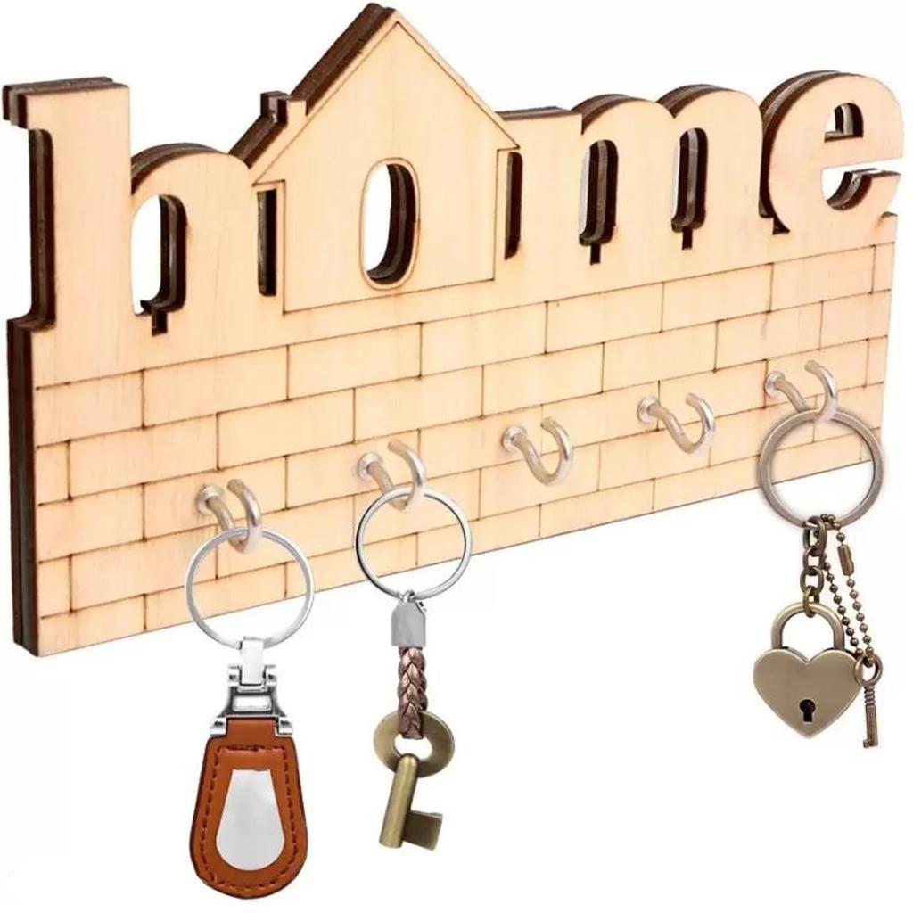 Ofixo 5 Hooks Stylish Key Hanger Wall Mounted  (Pack Of Home Keys Wooden Key Holder Wood Keys Organizer For Office & Hom