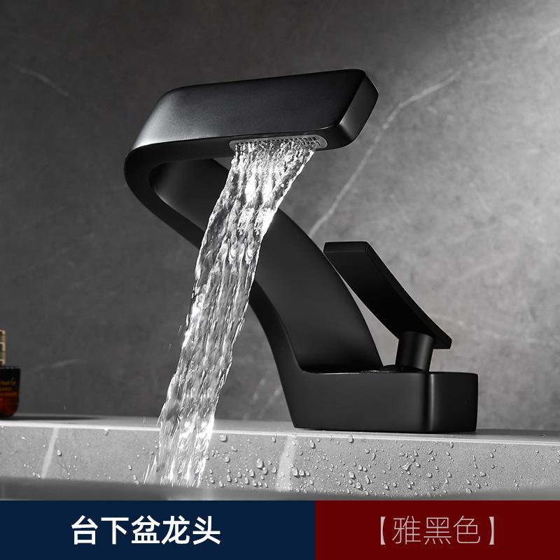 Golden Creative Waterfall Home Single Hole Handwashing Basin Face Washing Basin Desk Basin Faucet Bathroom  Faucet