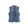 2026 Novo Colete Curto Feminino Moda Verão Top Cropped Jeans Lady Casual Sem Mangas Streetwear Coletes de Cintura Estreita