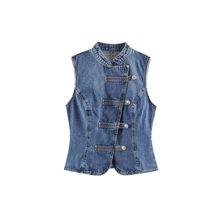 2026 Novo Colete Curto Feminino Moda Verão Top Cropped Jeans Lady Casual Sem Mangas Streetwear Coletes de Cintura Estreita