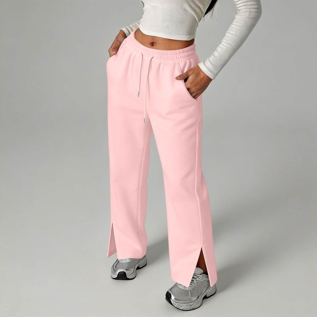 Women's Fashion Casual Wide Leg Sweatpants with Split Hem for Everyday Wear