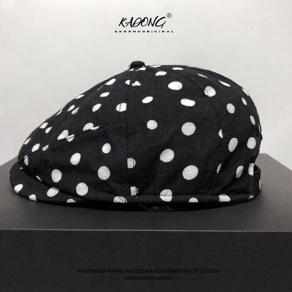 Women Thin Cotton Newsboy Cap Korean Vintage Polka Dot Design Sun Visor Hat Large Size Face Flattering Beret Spring Summer