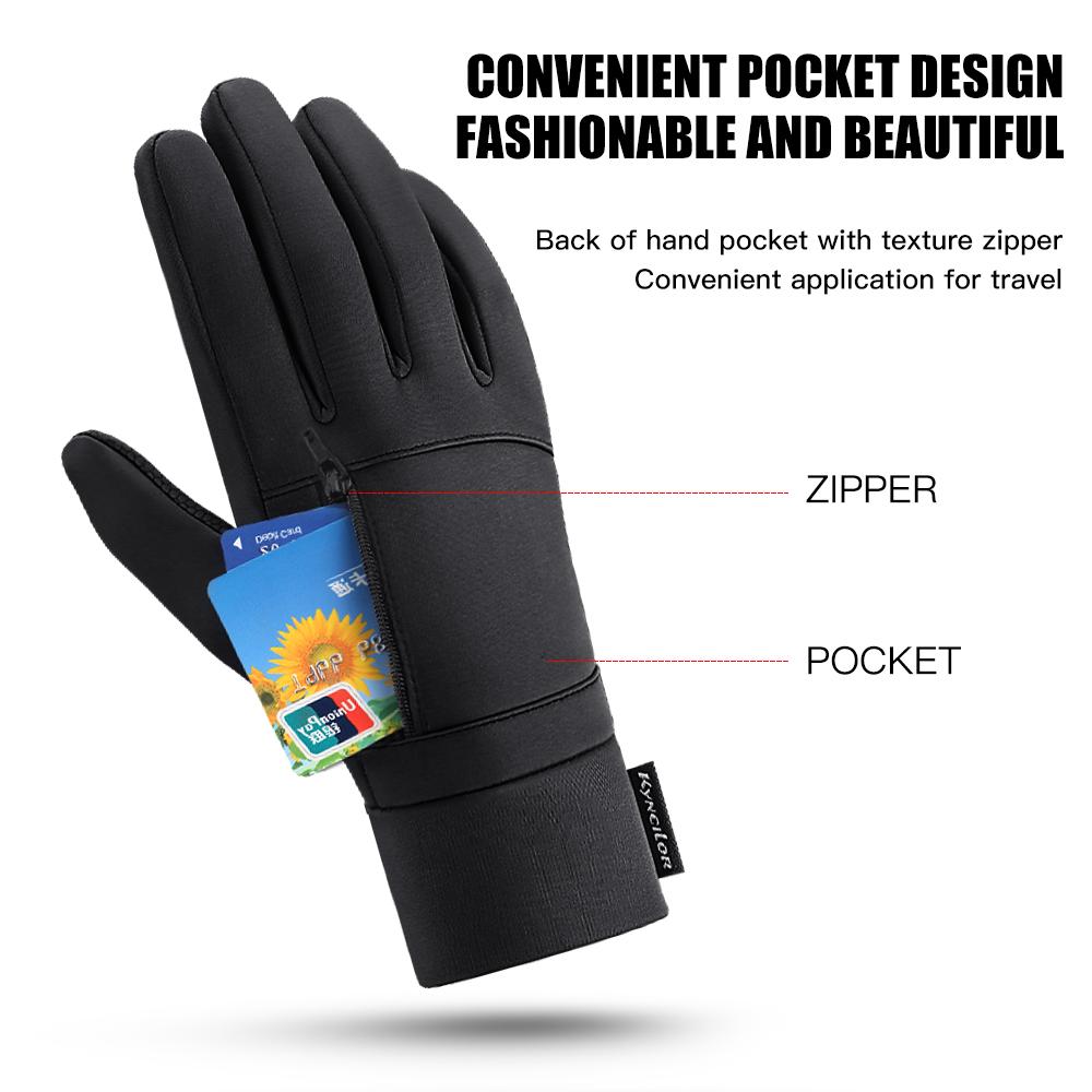 1 Pairs Winter Gloves Mens Touchscreen Non-Slip Unisex Waterproof Windproof Warm Cycling Cold Gloves Fashion Zipper Sports Glove