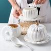 Creative Pumpkin Cup Set, Ceramic Stew Pot, Spoon Saucers Sets, Gold Rim with Cover, Bird's Nest Sugar Water Bowl, Kitchen