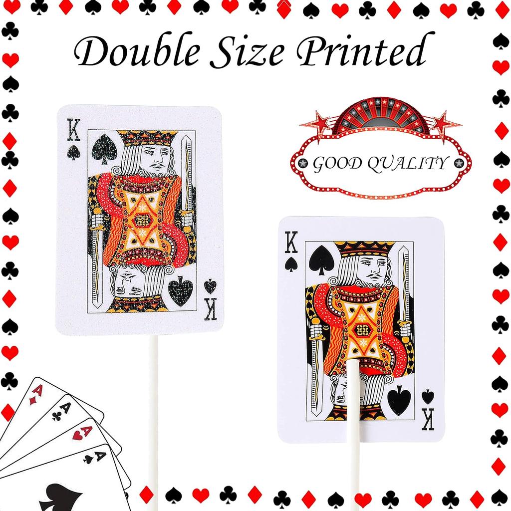 32pcs Casino Cupcake Toppers Casino Poker Theme Party Decorations for Las Vegas Casino Night Poker Events Birthday Supplies