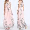 Damen Strandkleid Blumendruck Böhmisches ärmelloses Schnürkleid mit enger Taille Rückenfrei Lockeres Maxikleid Damenkleidung