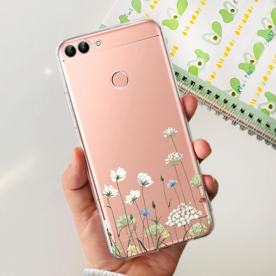 For Huawei P Smart Case FIG-LX1 FIG-LX2 FIG-LX3 Back Cover Fashion Flower Marble Clear Silicone Soft Funda For PSmart 2018 Coque