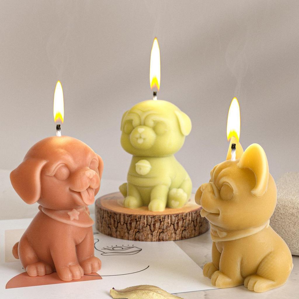 Dog Mold for Candles Home Decor Cement Moulds 3D Candle Moulds for Craft Making Silicone Desktop Decoration Casting Tool