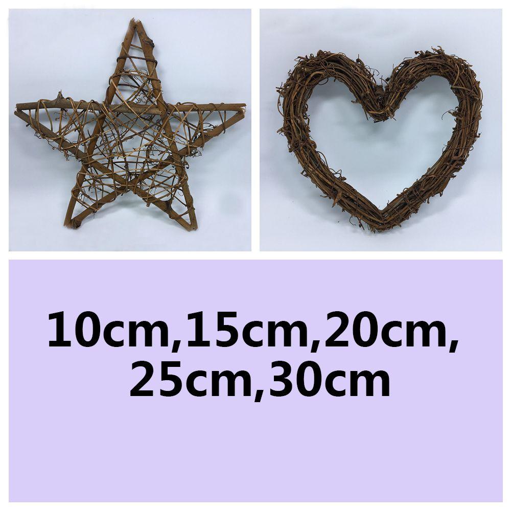Hot 10-30CM Artificial Wreath Wicker Vine Round/Heart Shape Vine Ring Festival Rattan DIY Craft Garland Xmas Party Decorations