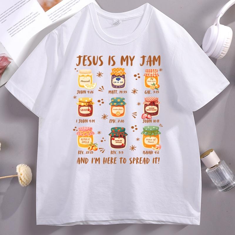 

Jesus Is My Jam Tshirt Unisex Women Casual Cotton Short Sleeve Boho Christian TShirt Religious Tee Trendy Faith Unisex Clothes 4XL