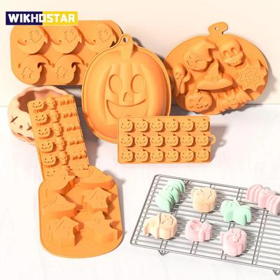 Halloween Scary Silicone Pumpkin Mold Cake Chocolate Mould Ghost Bat Skull Ice Cube Chocolate Cookie Biscuit Cake Baking Mold