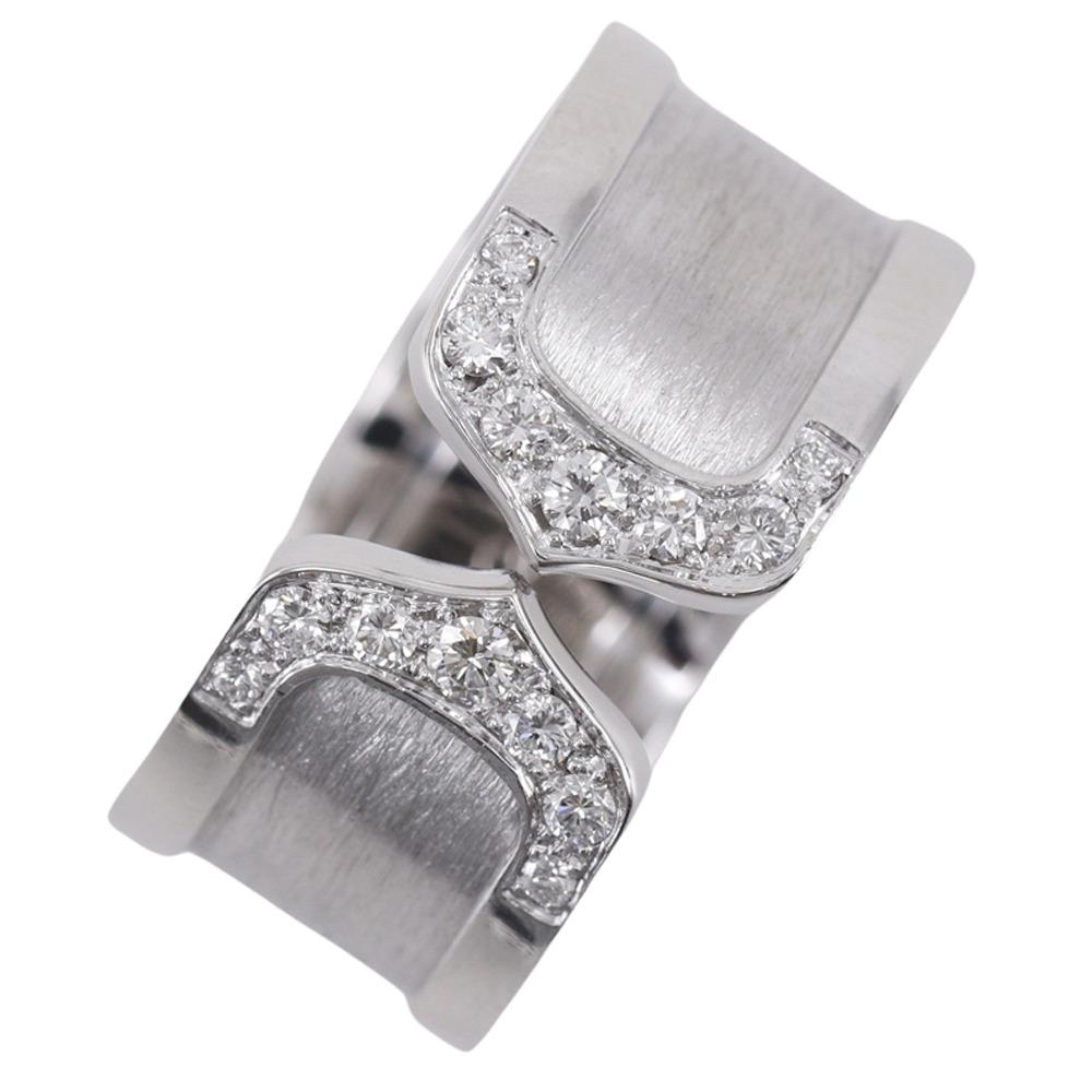 

CARTIER C2 Ring K18 white gold/diamond #6.6(US Size) 13.1g Women Used