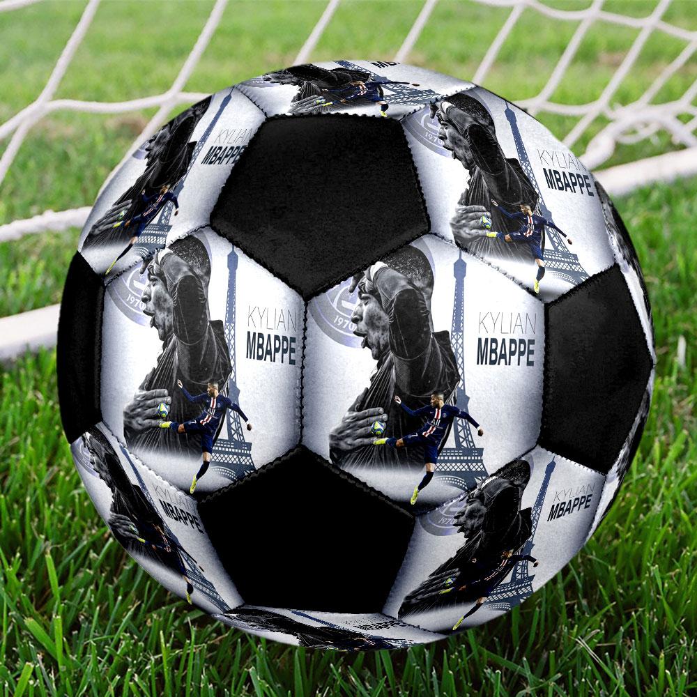 1PC Ultimate Mbappé Skills ballon de football taille 5 Praha Ballon de football en salle Coloré Tous les âges Cousu à la machine PVC Prêt pour la compétition Durable Haut rebond