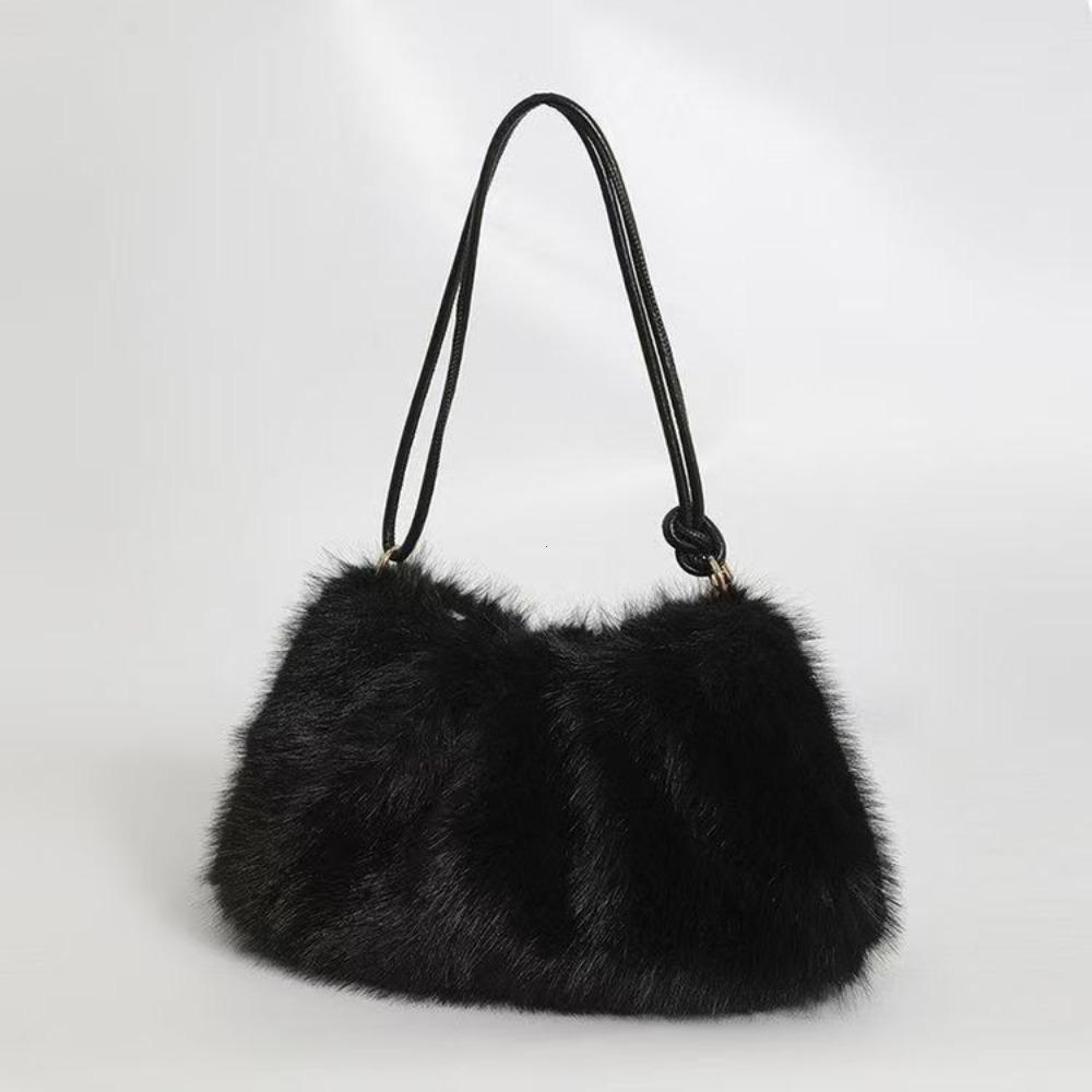 Women Faux Rabbit Fur Plush Shoulder Bag Elegant Soft Crossbody Handbag Fashionable Fluffy Purse Gift For Friends