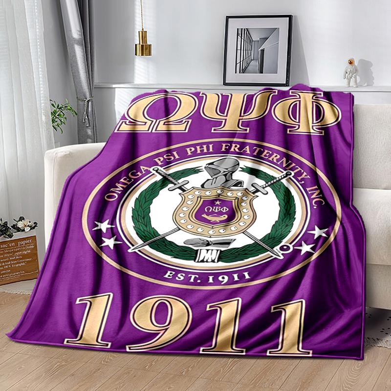 1pc Blanket Omega Psi Phi logo1 Print Design, Lightweight Blanket for Sofa, Bed- Soft &Warm, Gift for All Seasons like Christmas, Halloween