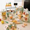 Children's Wooden Kitchen Toy Set: Pretend Play with Vegetables, Fruits, Salad, Coffee, and Toaster