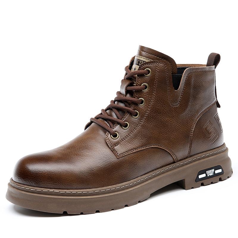 Męskie buty zimowe nowe brytyjskie buty skórzane retro męskie wysokie skórzane ciepłe i aksamitne codzienne narzędzia Martin buty