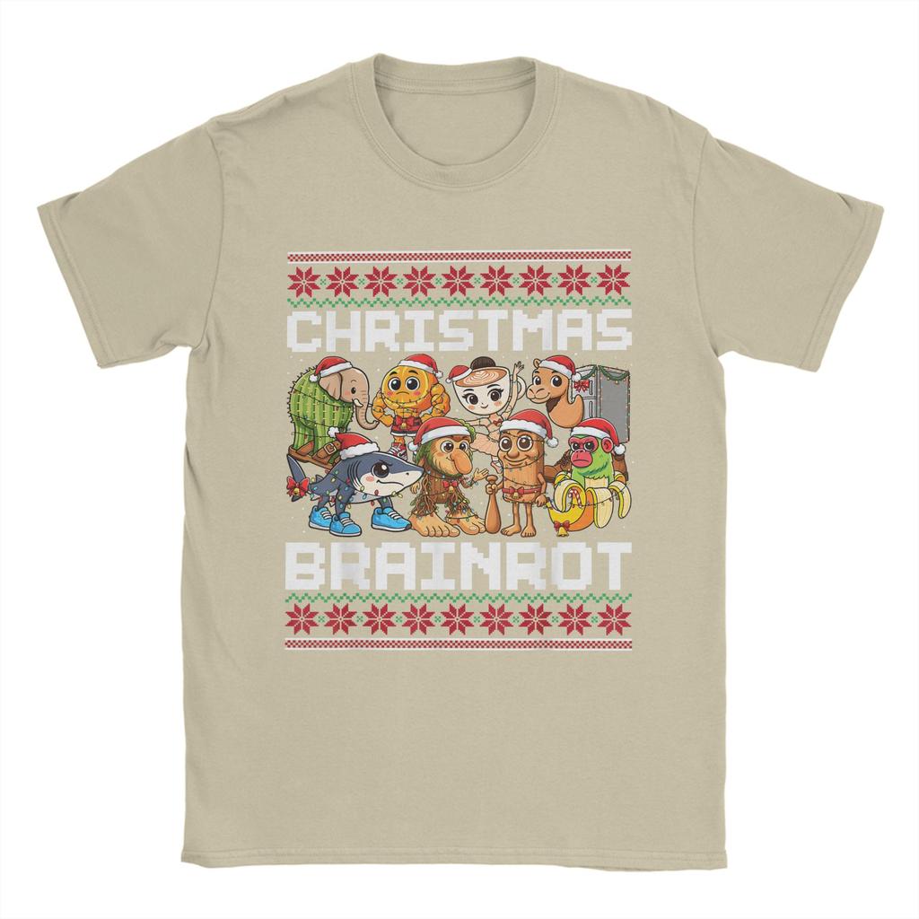 Lustige Weihnachten Italienische Gehirnfäule für Männer Frauen Harajuku T-Shirts Kurzarm Streetwear Tops Sommer O-Ausschnitt Übergroße Kleidung